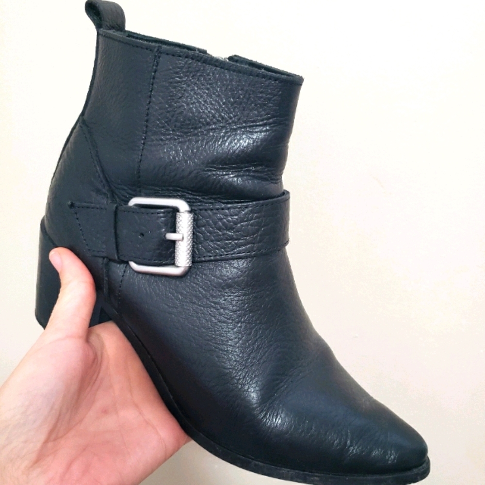 Monk and Lou Black leather ankle boots